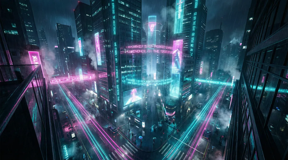 绿帽羞辱 竖屏短剧平台首页背景 - 赛博朋克都市夜景